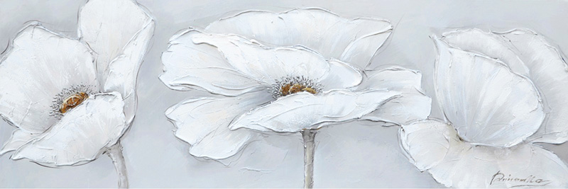 PXFC304 Wall décor art oil on canvas floral white grey tones